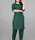 Ethnic Top Bottom Set For Festive Looks In Classy Green Colour