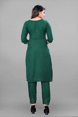 Ethnic Top Bottom Set For Festive Looks In Classy Green Colour 2