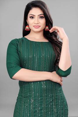 Ethnic Top Bottom Set For Festive Looks In Classy Green Colour 3