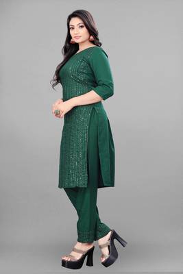 Ethnic Top Bottom Set For Festive Looks In Classy Green Colour 4