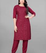 Ethnic Top Bottom Set For Festive Looks In Classy Maroon Colour