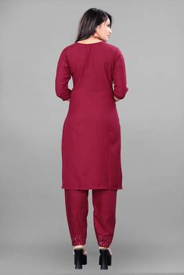Ethnic Top Bottom Set For Festive Looks In Classy Maroon Colour 2