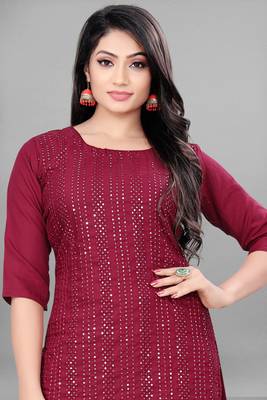 Ethnic Top Bottom Set For Festive Looks In Classy Maroon Colour 3