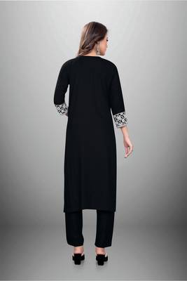 Chikankari Embroidery Work Black Colour Rayon Top Bottom Set 2