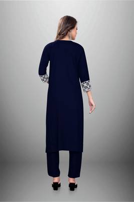 Chikankari Embroidery Work Blue Colour Rayon Top Bottom Set 2