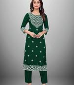  Chikankari Embroidery Work Green Colour Rayon Top Bottom Set
