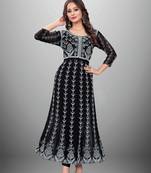 Black Colour Chikankari Work Embroidered Georgette Fabric Kurti
