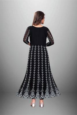 Black Colour Chikankari Work Embroidered Georgette Fabric Kurti 2