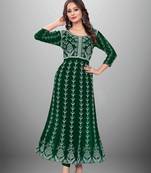 Green Colour Chikankari Work Embroidered Georgette Fabric Kurti
