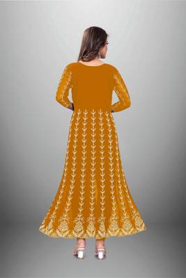 Mustard Colour Chikankari Work Embroidered Georgette Fabric Kurti 2