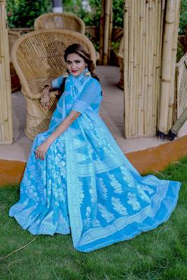 RAMA Cotton Jamdani Sarees With Blouse 1