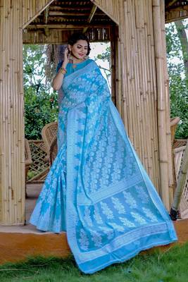 RAMA Cotton Jamdani Sarees With Blouse 2