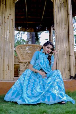 RAMA Cotton Jamdani Sarees With Blouse 4