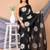 Black & White Pure cotton Sunflower design Handloom Saree with blouse