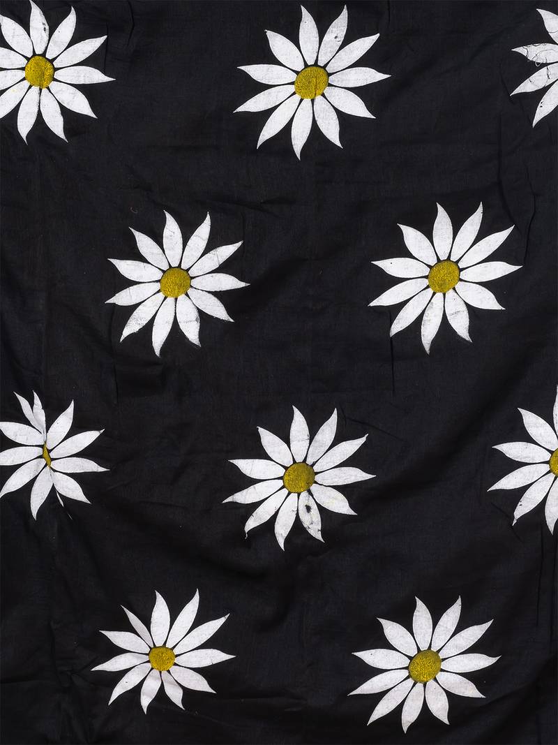Black & White Pure cotton Sunflower design Handloom Saree with blouse
