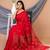 Red & Multi silk cotton floral design handloom saree with blouse