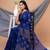 Blue & Golden silk cotton floral design handloom saree with blouse