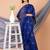 Blue & Golden silk cotton floral design handloom saree with blouse