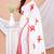 Red & White Aplique cotton saree without blouse