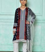 Blue embroidered faux georgette straight cut kids salwar suits