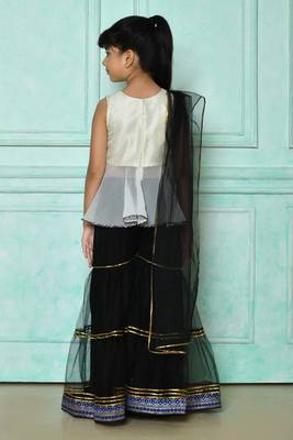 White embroidered art silk a line kids salwar suits 3