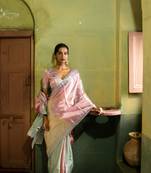 Multicolour Handwoven Handloom Tissue Silk Saree with Running Blouse Piece