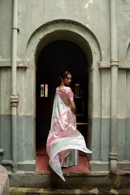 Multicolour Handwoven Handloom Tissue Silk Saree with Running Blouse Piece 4
