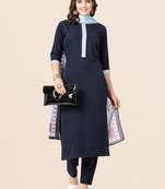 Clemira Black Color Embroidered Women'S Kurta Palazzo Dupatta Set