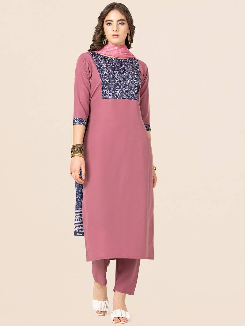 Clemira Black Color Embroidered Women'S Kurta Palazzo Dupatta Set