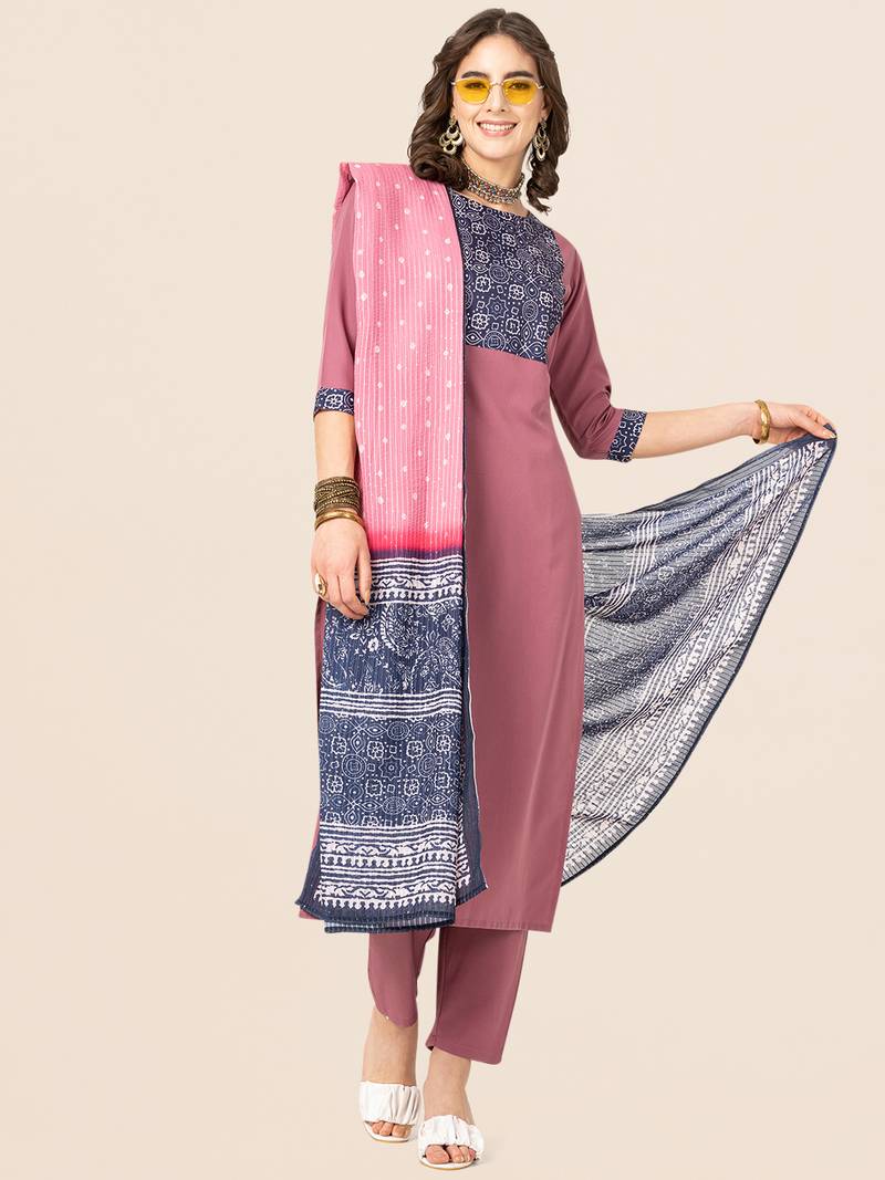 Clemira Black Color Embroidered Women'S Kurta Palazzo Dupatta Set