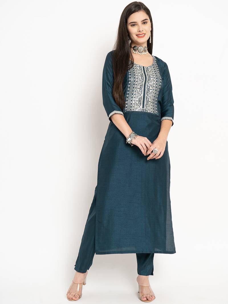 Clemira Maroon Color Embroidered Women'S Kurta Palazzo Dupatta Set