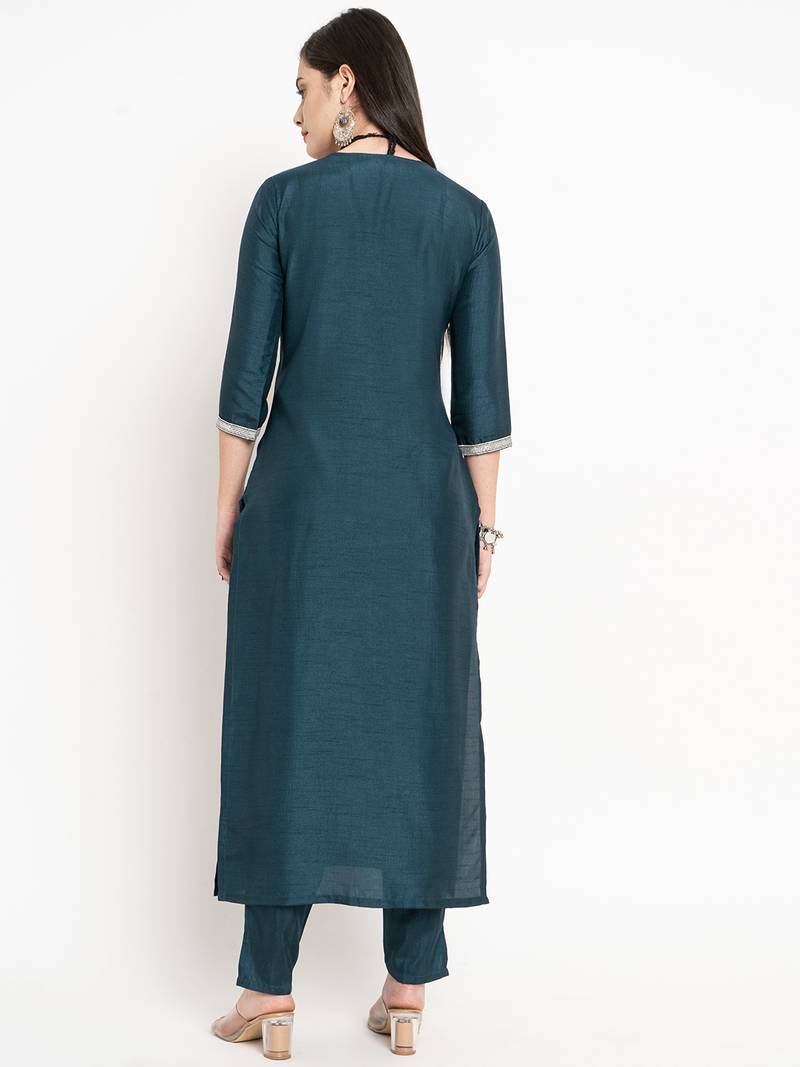 Clemira Maroon Color Embroidered Women'S Kurta Palazzo Dupatta Set