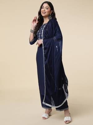 Clemira Multicolor Color Embroidered Women'S Kurta Palazzo Set 1