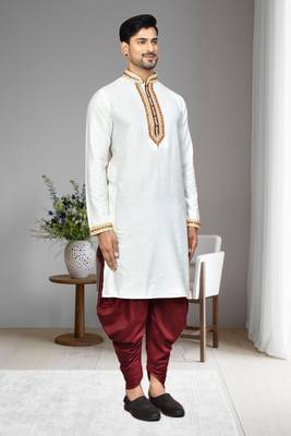 Mens embroidered dhoti kurta 4