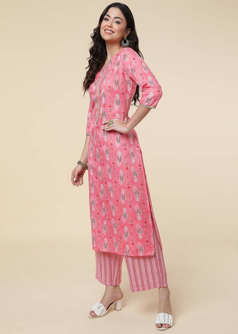 Clemira Green Color Embroidered Women'S Kurta Palazzo Set