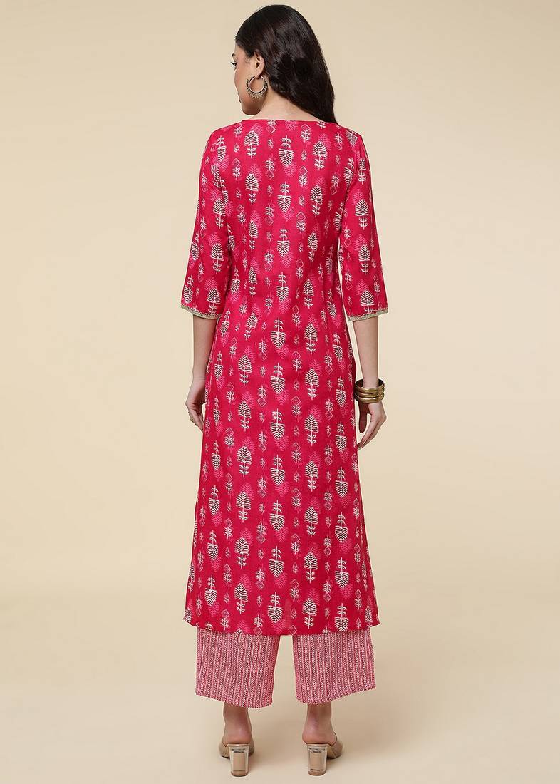 Clemira Green Color Embroidered Women'S Kurta Palazzo Set