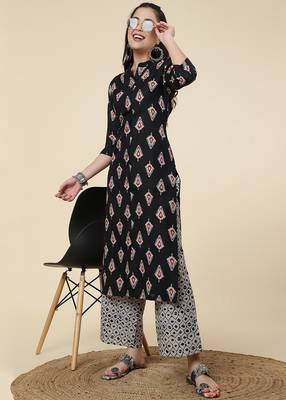 Clemira Green Color Embroidered Women'S Kurta Palazzo Set 1