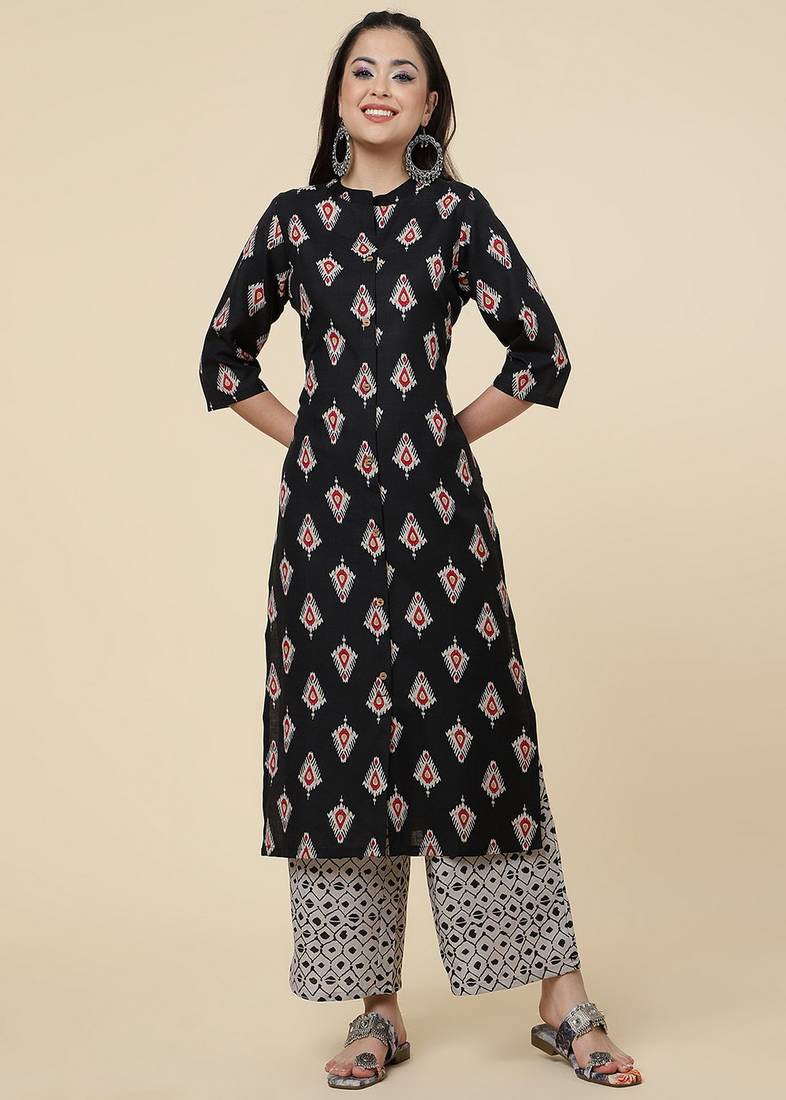 Clemira Green Color Embroidered Women'S Kurta Palazzo Set