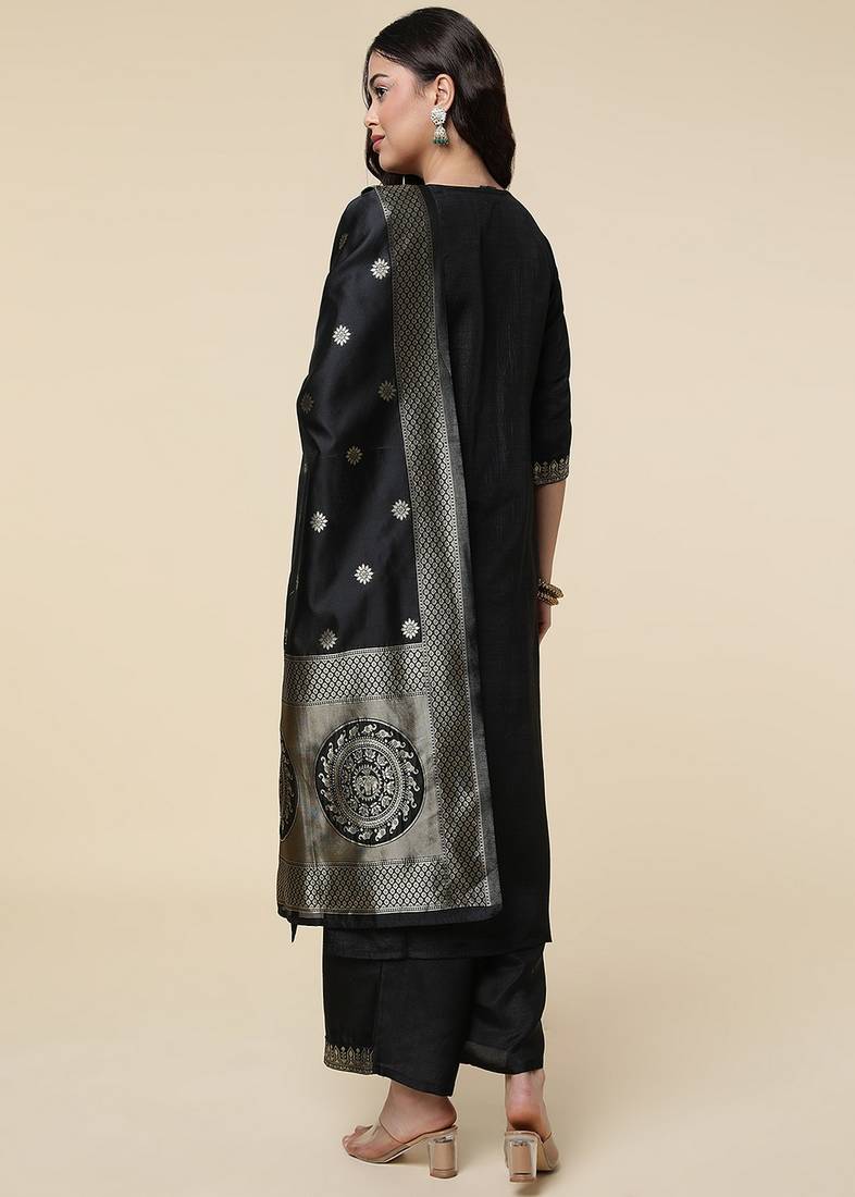 Clemira Green Color Embroidered Women'S Kurta Palazzo Set