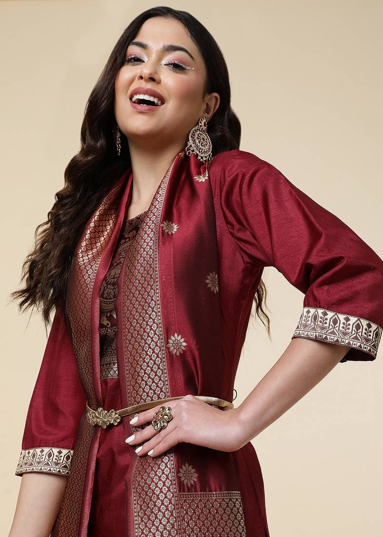 Clemira Green Color Embroidered Women'S Kurta Palazzo Set