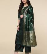 Clemira Green Color Embroidered Women'S Kurta Palazzo Set