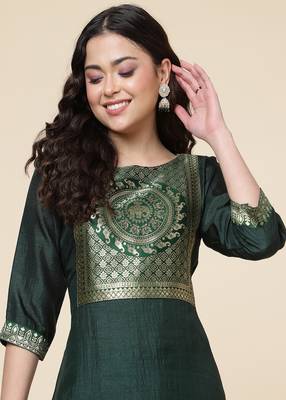 Clemira Green Color Embroidered Women'S Kurta Palazzo Set 4