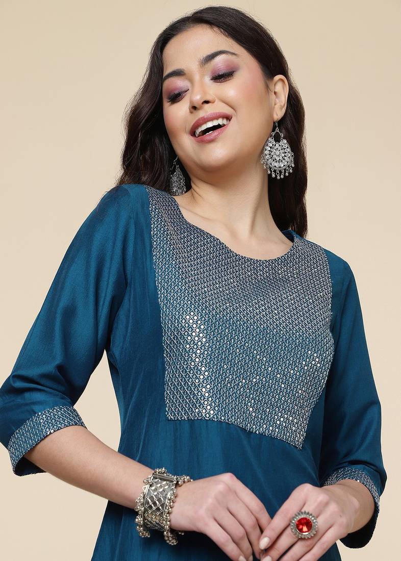 Clemira Light Green Color Embroidered Women'S Kurta Palazzo Dupatta Set