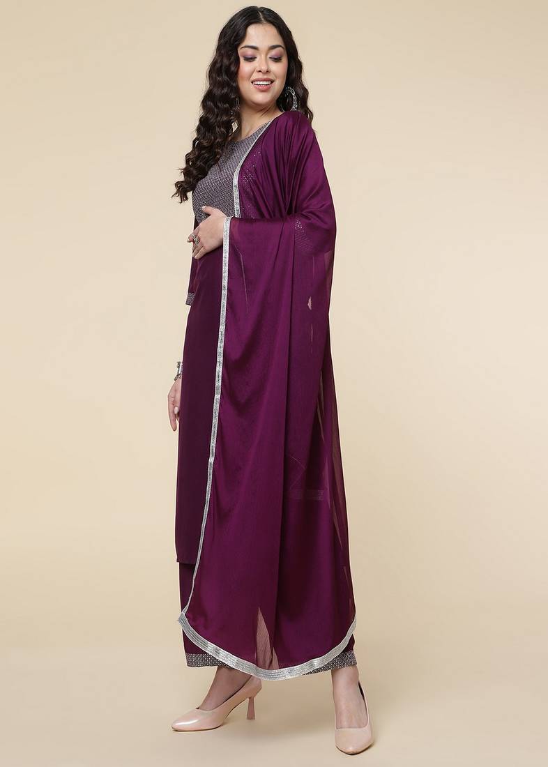 Clemira Yellow Color Embroidered Women'S Kurta Palazzo Dupatta Set