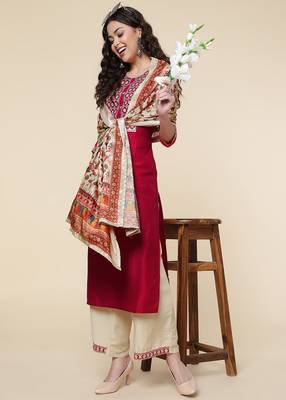 Clemira Yellow Color Embroidered Women'S Kurta Palazzo Dupatta Set 1
