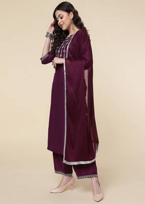 Clemira Multicolor Color Embroidered Women'S Kurta Palazzo Set 1