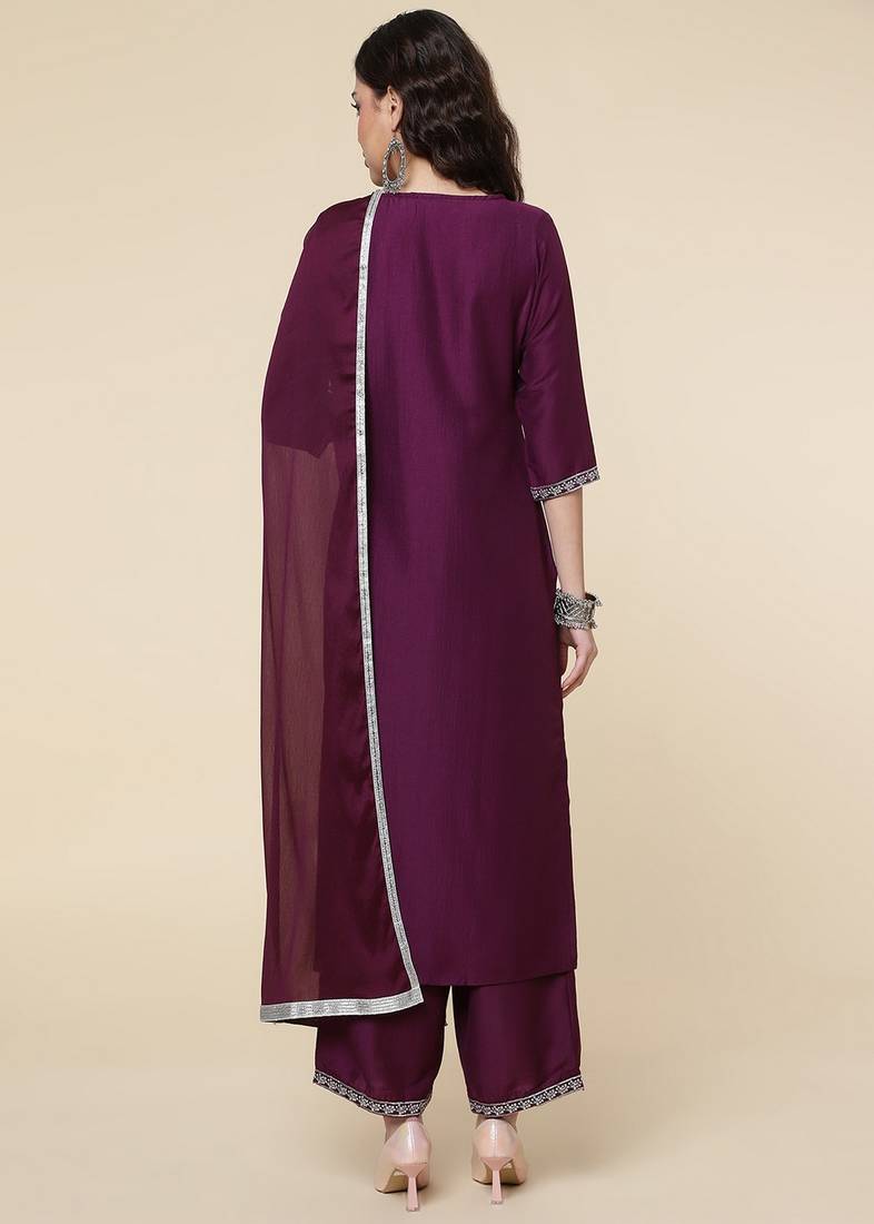 Clemira Multicolor Color Embroidered Women'S Kurta Palazzo Set