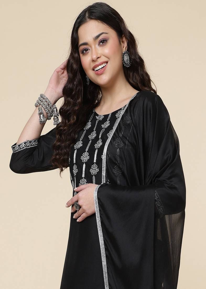 Clemira Multicolor Color Embroidered Women'S Kurta Palazzo Set