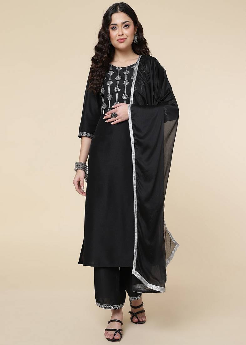 Clemira Multicolor Color Embroidered Women'S Kurta Palazzo Set