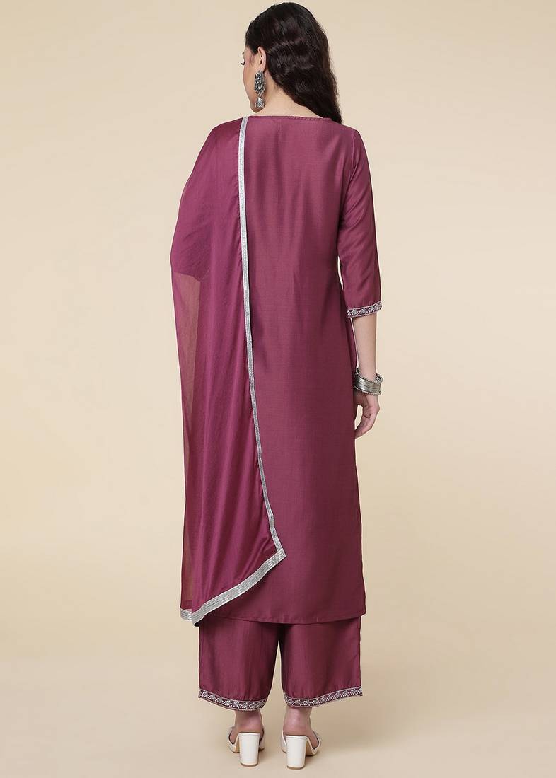 Clemira Multicolor Color Embroidered Women'S Kurta Palazzo Set